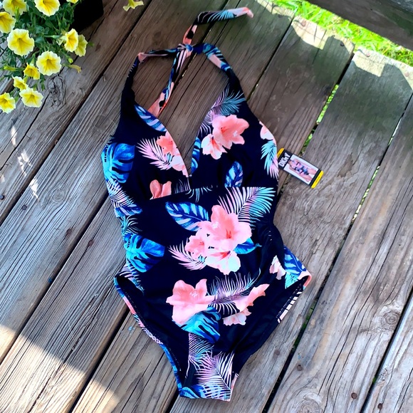 Dkny Other - NWT DKNY Tropical Print Hibiscus Palm Swimsuit One Piece Size Medium $118